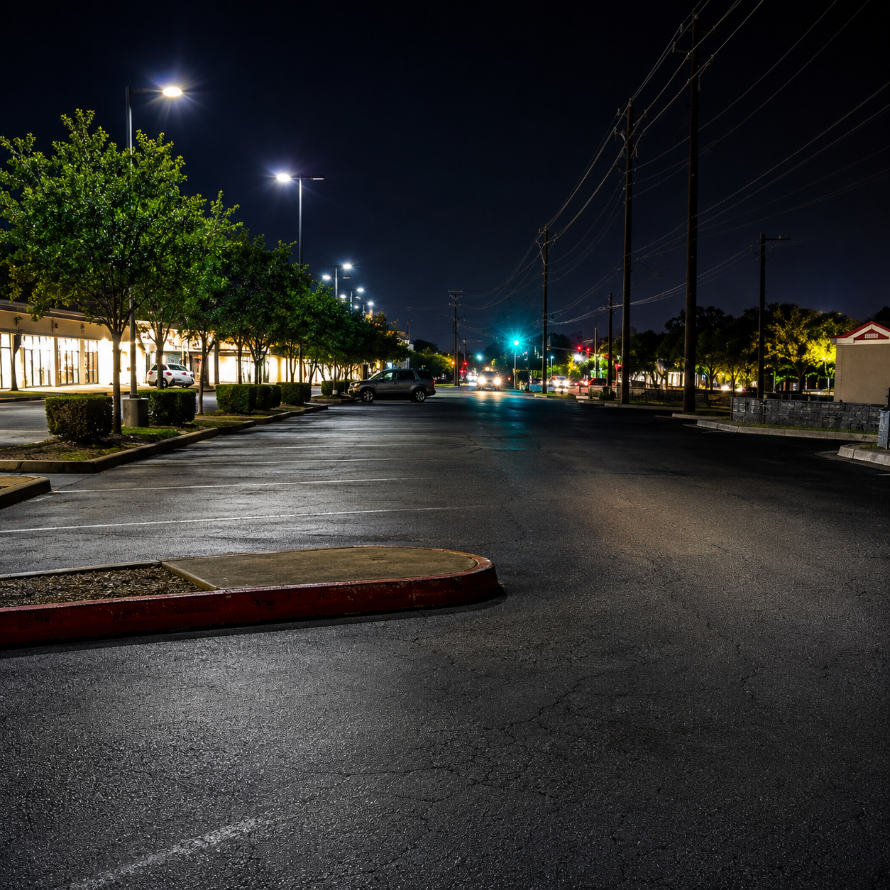 Modernización LED de estacionamiento comercial